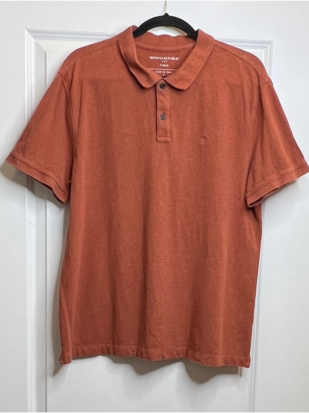 Banana Republic Monogram Pique Polo Shirt Mens Large Red Rust Terracotta Cotton